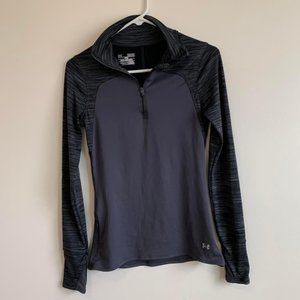 Under Armour Cold Gear 1/4 Zip LS Fitted Running Top, Gray, Size M